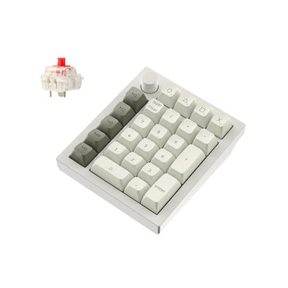 Keychron Q0 Max Wireless Custom Mechanical Numpad, 2.4 GHz/Bluetooth 5.1/Wired QMK Number Pad, RGB Hot-Swappable with Gateron Red Switch for Laptop Mac Windows Linux - White - color: Gateron Jupiter Red Switch-White