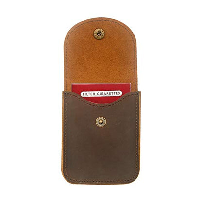 Playing Card Case,Genuine Leather Deck Card Holder for Magicians Poker Players Camping Holidays Trips -Brown - color: Single deck