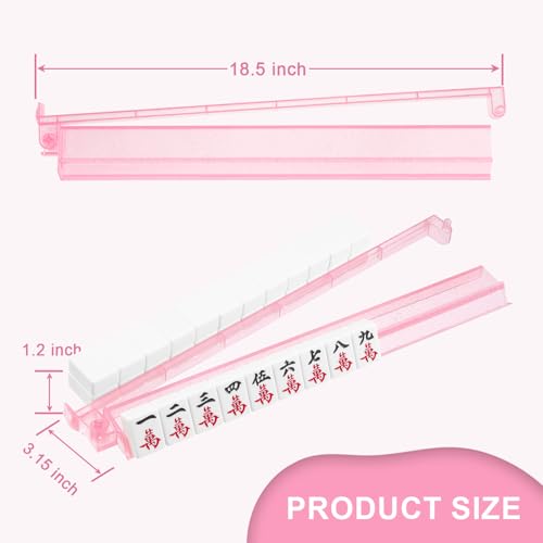 Mahjong Racks with Pushers 4PCS Set Majiang Tile Holder Acrylic Mahjong Racks Accessories and Gifts (Glitter Pink) - color: Bling Pink