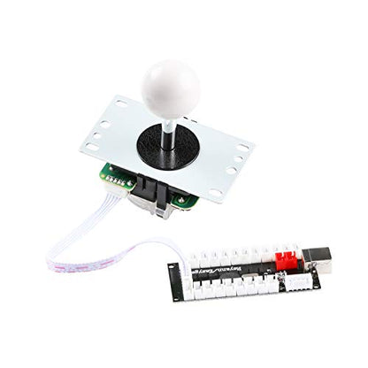 Hikig 2-Player DIY Arcade Kit 20x Arcade Buttons + 2X Arcade Joystick + 2X Zero Delay USB Encoder for PC, MAME, PS3, Raspberry Pi Color: White & Black