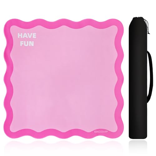 excovip Pink Mahjong Mat for Table, 32.5" x 32.5" Non-Slip Noise Reduction Mahjong Mat for Gifts, Mahjong, Poker, Board Games, Dominoe 1073 - color: 32.5x32.5inch-pink