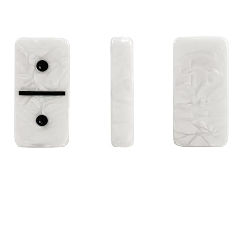 Dominos Set for Adults, Double 6 Domino Set, 28 Jumbo Marbleized White Tiles, Dominoes Set for Adults and Kids - Classic Board Games for Family & Travel (in Rhomb Pattern Leather Case) - color: White