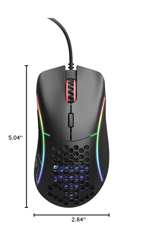 Glorious Model D Wired Gaming Mouse - 68g Superlight Honeycomb Design, RGB, Ergonomic, Pixart 3360 Sensor, Omron Switches, PTFE Feet, 6 Buttons - Matte Black - color: Matte Black, style: Model D (Ergonomic)
