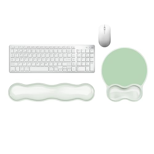 Wrist Rest for Keyboard- Ergonomic Gel Keyboard Wrist Rest and Mouse Pad Set, Non-Slip PU Base for Office, Laptop & Gaming - Green - color: Clear Green Set