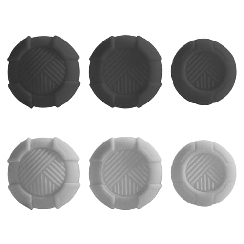 PERFECTSIGHT Thumb Grip Caps for PS5 PS4 Xbox Series XS Xbox One Switch PRO Controller Steam Deck 6 PCS Soft Rubber 3D Thumbsticks Button Joystick Cover Set, Black and Grey - color: Grey+White 6 PCS