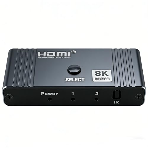 HDMI 2.1 Bi-Directional AB Switch 8K60Hz 2X1 HDMI Switcher with Remote Control Compatible with Laptops PC Xbox Series PS5 / PS4 Projector and More