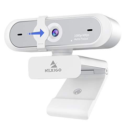 NexiGo N660P 1080P 60FPS Webcam with Software Control, Dual Microphone & Cover, Autofocus, HD USB Computer Web Camera, for OBS/Zoom/Skype/FaceTime/Teams/Twitch, White - size: 1080P 60FPS Webcam White