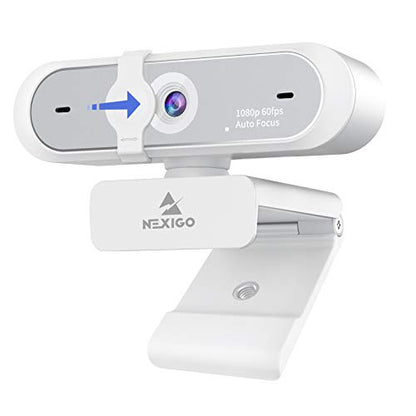 NexiGo N660P 1080P 60FPS Webcam with Software Control, Dual Microphone & Cover, Autofocus, HD USB Computer Web Camera, for OBS/Zoom/Skype/FaceTime/Teams/Twitch, White - size: 1080P 60FPS Webcam White