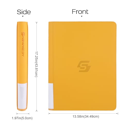 Snekdy premium 1024-pocket trading card binder, 16-pocket cards album, waterproof PU-leather Cover album with side loading, holds gaming, baseball, basketball & sports cards (Yellow) - color: Yellow