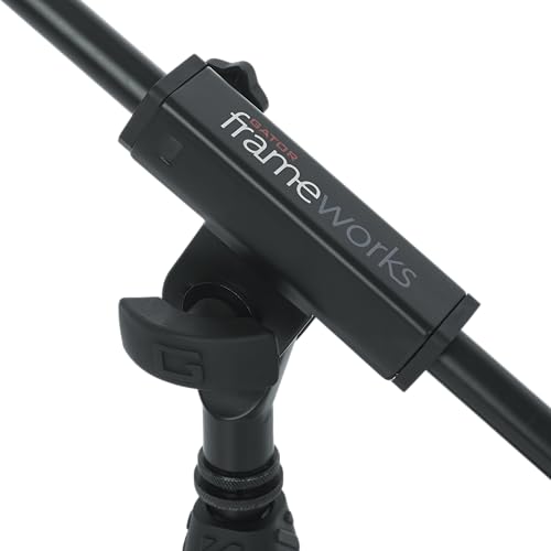 Gator Frameworks Deluxe Weighted Base Boom Mic Stand (GFW-MIC-0822) | Telescoping Boom Arm Rectangular Weighted Base & 2.5 lb. Counterweight for stable extended positioning - style: Deluxe Weighted Base