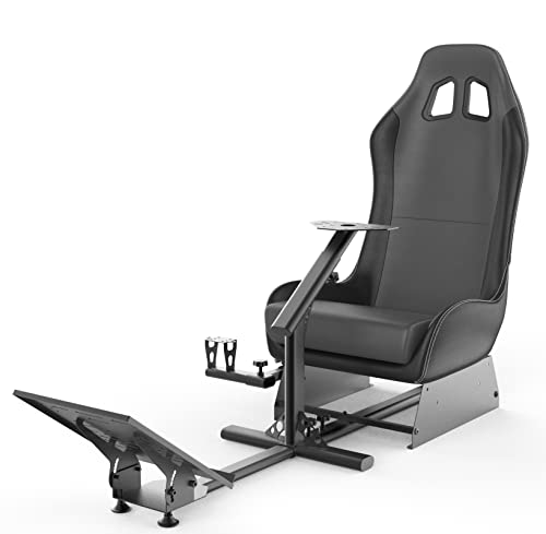 Sim Racing Cockpit with Seat | Compatible with G29 G920 G923 T248X T248 T300RS TX F458 T500RS| Easy to Install Racing Wheel Stand for PS5, Xbox, PC Gaming (Black/Grey) - color: Black/Grey