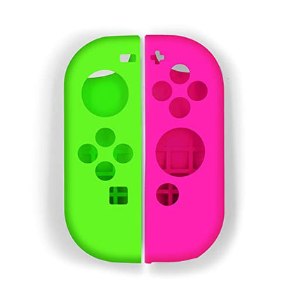 Soft Silicone Case Anti-Slip Shell Cover Replacement for Nintendo Switch Joycon Cover (Green+Pink) - color: Green+Pink