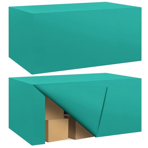 Ascoza 2 Pack Fitted Tablecloth for 6 Foot Rectangle 72 x 30 Inch Turquoise Table Covers Water Resistant Polyester Cloth for Folding, Parties,Display, Trade Show (Turquoise) - color: Turquoise, size: 6FT