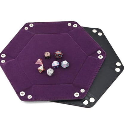 Kisangel 1 Piece Hexagon Jewelry Tray - Purple PU Game Tray for Board Game Tokens Entertainment Accessories - Trinket Dish for Rings, Necklaces, Earrings