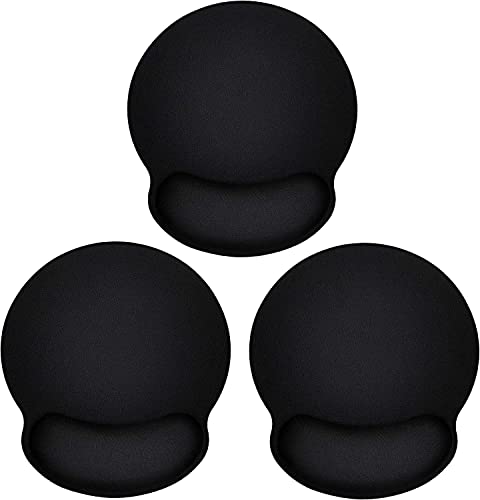 Ergonomic Mouse Pad 3 Pack with Wrist Rest Support, Round Gaming Mousepad with Smooth Surface & Non-Slip Rubber Base for Computer, Laptop, Office, Comfortable Memory Foam for Wrist Cushion - color: 3 PACK