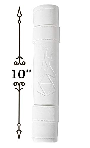 Forged Dice Co Scroll Dice Tray and Rolling Mat with Zippered Dice Holder - Storage Pouch Holds up to 14 Metal or Plastic Polyhedral Dice - Compatible with DND and Dungeons & Dragons Game Dice - color: White