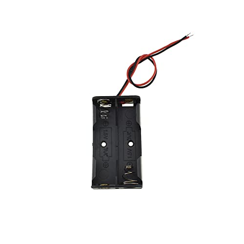 HAHIYO 3V AA Battery Holder Bundle Series with Wire Sturdy Clapm Flexible Springs Contact Build-in Harnesses Batteries Black Case Easy Install 8 Pieces for Wall Clocks Ham Radio Kids Toys - style: Without cover-2AA-8P