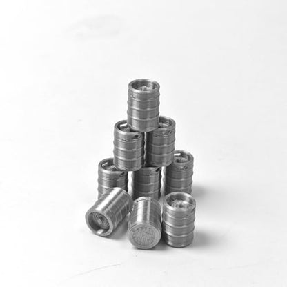 3D Printed Mini Barrel Set, 9-Piece Diorama Scenery Prop (1:48) | 9-piece gray industrial keg set, detailed 3D print. Miniature scenery prop, tabletop terrain & diorama craft accessory. - size: 1:48