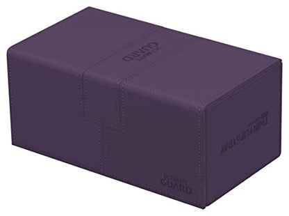 Ultimate Guard Twin Flip'n'Tray 200+, Deck Case for 200 Double-Sleeved TCG Cards + Dice Tray, Purple, Independent Magnetic Closure & Microfiber Inner Lining - color: Purple