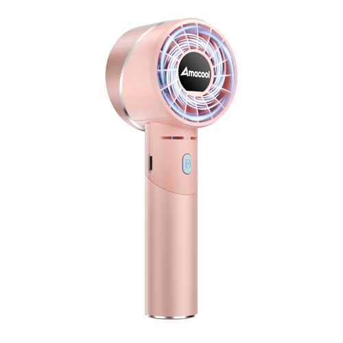 AMACOOL Portable Handheld Turbo Fan, Mothers Day Gifts for Mom Her Women Girl, Cool Metal Body, Rechargeable Battery Personal Fan, Mini Pocket Fans for Camping Outdoor Travel Cruise Makeup Essentials - color: Pink, style: No Ice Cooler