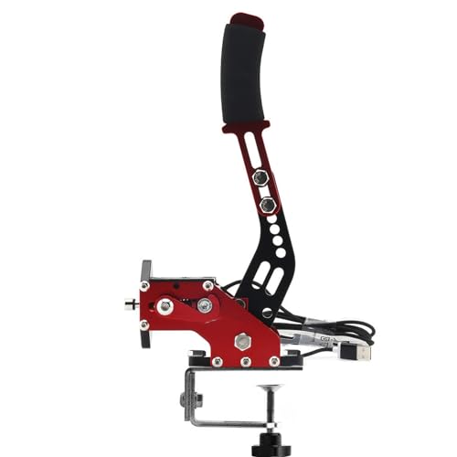 64Bit PC Racing Game USB Handbrake with Clamp for Sim Racing Games Handbrake Compatible with Logitech G27 G29 G920 G923 T500 T300 Simulate Linear Handbrake(red with holder) - color: RED, size: With holder