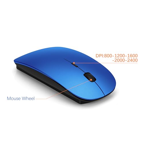 TopMate Wireless Keyboard and Mouse Ultra Slim Combo, 2.4G Silent Compact USB Mouse and Scissor Switch Keyboard Set with Cover, 2 AA and 2 AAA Batteries, for PC/Laptop/Windows/Mac - Blue Black - color: Blue Black