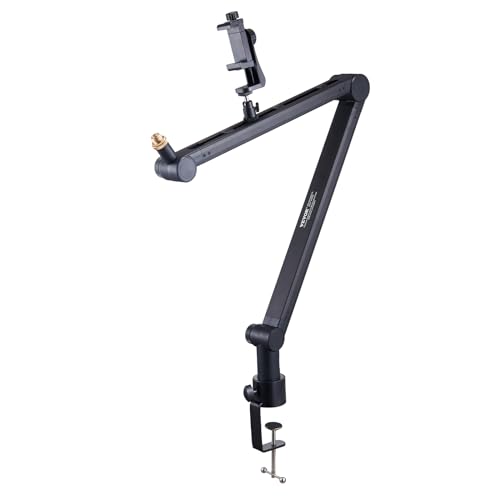 VEVOR Microphone Boom Arm, with Desk Mount Clamp, Adjustable Mic Stand with Cable Management,360° Rotatable,3/8" to 5/8" Adapter, for Recording Studio Streaming Gaming Blue Yeti SM7B Audio Podcast - style: Mic Boom Arm