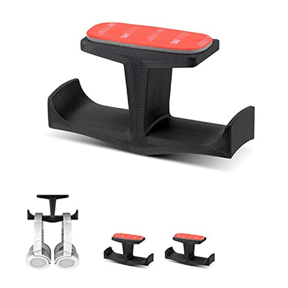 BRAINWAVZ BigT Dual Headphone Stand (2 Pack), Under Desk Hanger for Headphones, Gaming Headsets, Mobiles Accessories, Stick On, No Screws, Black - style: Big T - 2 Pack