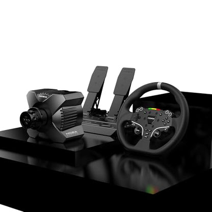 MOZA R3 Racing Simulator 4PCS Wheel & Pedals bundle for PC: R3 Direct Drive Base, ES Lite Steering Wheel, SR-P Lite Pedals and Table Clamp, Black