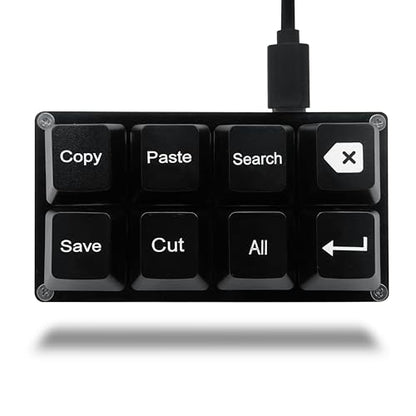 BTXETUEL Copy Paste Search Backspace Save Cut All Enter 8-Key Keyboard SayoDevice One Handed OSU Keypad Programmable Mechanical Shortcut Macro Keyboard for Working and Gaming (Black) - color: Black