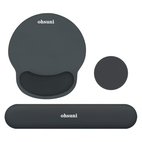Wrist Rest Support for Mouse Pad&Keyboard Set,3-in-1 Silicone Memory Foam Mouse Pad,Circle Curved Ergonomic Mousepad&Coaster Non-Slip Silicone Base,Suitable for Home/Office use,Slate Gray - color: Slate Gray