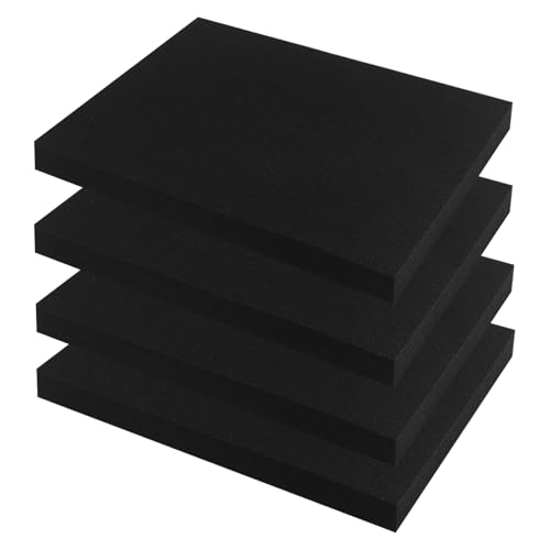 HAKZEON 4 Pack 16 x 12 x 1.6 Inch Black Polyurethane Foam Sheet | Cuttable Foam Inserts for Tool Box Organizer, Camera Case, DIY Projects