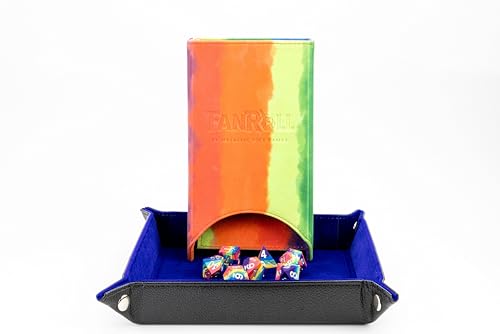 FanRoll Fold Up Dice Tower: Watercolor Rainbow, Role Playing Game Dice Accessories for Dungeons and Dragons - color: Rainbow