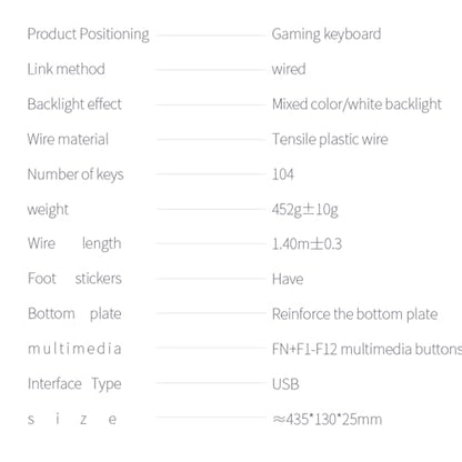 Mechanical Keyboard 104 Keys Full Size Standard Layout USB Wired PC Game | Mechanical Feel Game Keyboard Anti-Ghosting, N-Key Rollover, Full Size, RGB Backlit, Ergonomic, Spill-Resistant, for PC D - color: 1