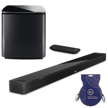 Bose Smart Ultra Dolby Atmos Soundbar Speaker, Black, Bundle with Bass Module 700, Sound Bar for Home Audio TV Wireless, Bluetooth, WiFi, Alexa, Google, Voice Control + H&A - color: Black, size: 15.50