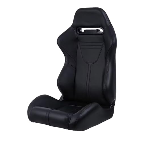 2 Pcs Adjustable Universal Racing Seats with Double Sliders, Reclinable Bucket Seats, 1 Pair of Sport Seats for Vehicles (Black-L) - color: Black-L