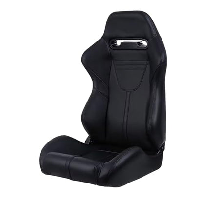 2 Pcs Adjustable Universal Racing Seats with Double Sliders, Reclinable Bucket Seats, 1 Pair of Sport Seats for Vehicles (Black-L) - color: Black-L