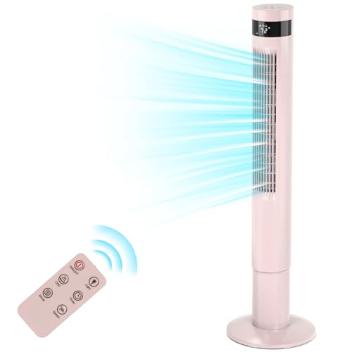 Antarctic Star Tower Fan Portable Electric Oscillating Fan (43 inch, Pink) | Quiet Cooling Remote Control Standing Bladeless Floor Fans 3 Speeds Wind Modes Timer for Bedroom Office - color: Pink, size: 43 Inch
