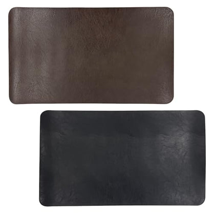 Faux Leather TCG Card Game Playmat, Dark Brown & Black | 13.8"x23.6", Fast Rebound, Waterproof & Easy Clean, Retro Texture with Strap, For MTG FAB, Multi-Function Desk Pad - color: Dark Brown & Black