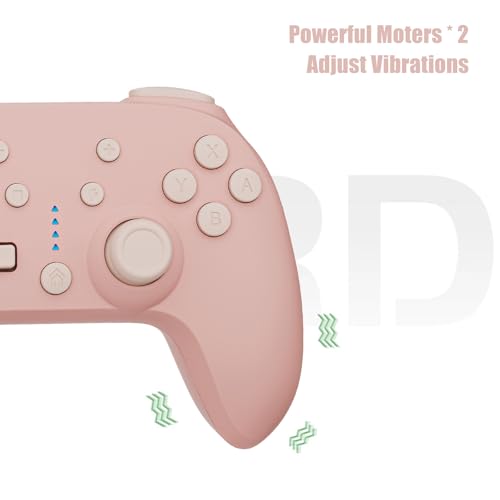 QRD Junior E5 Wireless Controller for Switch/Lite/OLED/Switch 2 Windows PC Mac iOS Andoird,6 Axis Gyro,TURBO (Switch Controller Pink*2PCS) - color: Switch Controller Pink*2PCS