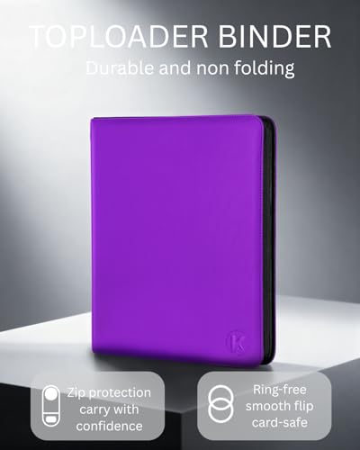 Top loader Binder - Holds 324+ Top Loaders for Cards, 9 Pocket Top Loader Binders with Sleeves for 3" x 4" Rigid Card Holders for Baseball, Football and other Cards (Deep Purple) - color: Deep Purple