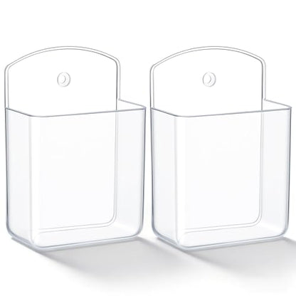 2-Pack Wall Holder for Remote Control,Clear Wall Remote Control Holder,for TV & AC Remotes,No Drilling Required, Also Suitable for Pens & Small Office Supplies