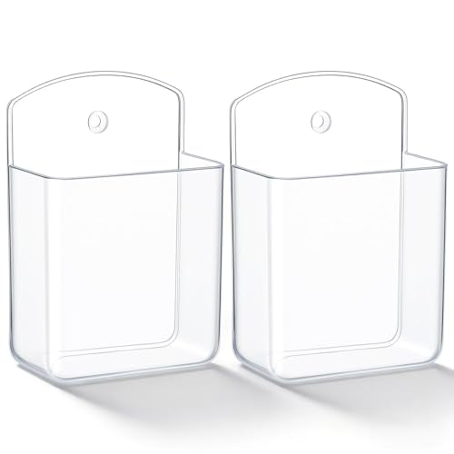 2-Pack Wall Holder for Remote Control,Clear Wall Remote Control Holder,for TV & AC Remotes,No Drilling Required, Also Suitable for Pens & Small Office Supplies