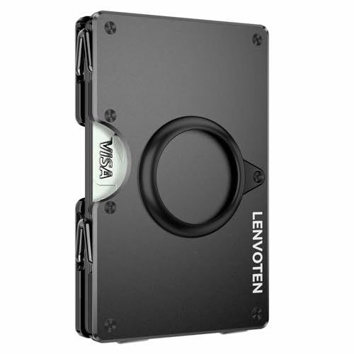 Lenvoten Upgraded Hinged Minimalist Wallet for Men, AirTag Compatible | Slim Metal Aluminum, RFID Blocking Credit Card Holder & Money Clip Holds 20 Cards, Premium Scratch-Resistant Finish - color: S10-Matte Black-AirTag