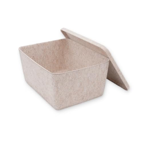 Welaxy Felt deep Storage Bins lidded Drawer Organizer Caddy for junk stuff stationery makeup jewelry closet bathroom minimalist lifestyle (Sand Bin, M) - color: Sand Bin, size: M