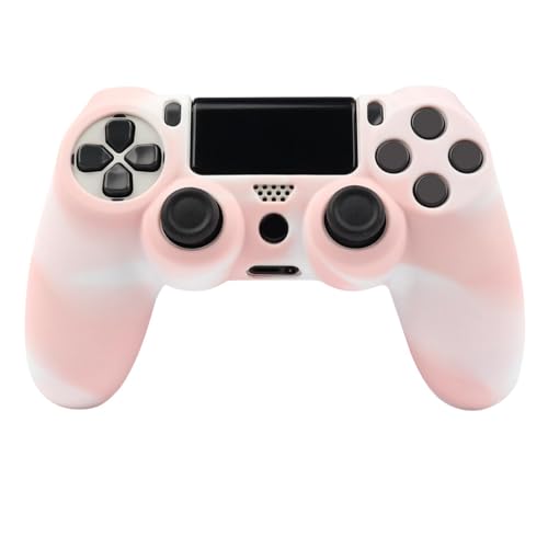 Ralan Pink Controller Skin Protector - Silicone Cover Compatible with PS4 Slim/PS4 Pro Controller (6 Pro Thumb Grips, 2 Skull Cap Grips)(Camouflage Pink + White Pink) - color: Whitepink
