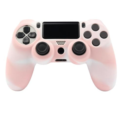 Ralan Pink Controller Skin Protector - Silicone Cover Compatible with PS4 Slim/PS4 Pro Controller (6 Pro Thumb Grips, 2 Skull Cap Grips)(Camouflage Pink + White Pink) - color: Whitepink