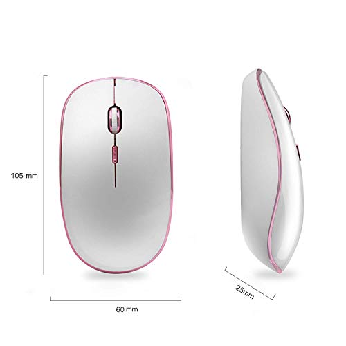 JOYACCESS Wireless Mouse for Laptop - Ultra Thin, Silent, 2400 DPI Portable Optical Mouse for Laptop,Computer,MacBook,Windows, Chromebook, PC (White + Pink) - color: Silver