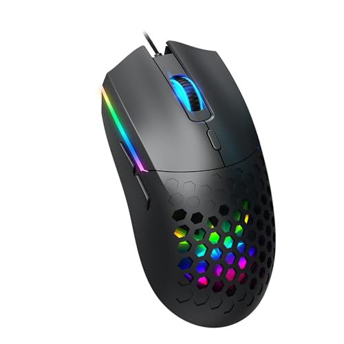 Zopsc Gaming Mouse Wired, RGB Backlit Ergonomic 6400DPI Optical, Lightweight Computer Gaming Mouse, Colorful LED Lighting for PC Laptop Work, Black - color: S500 Black