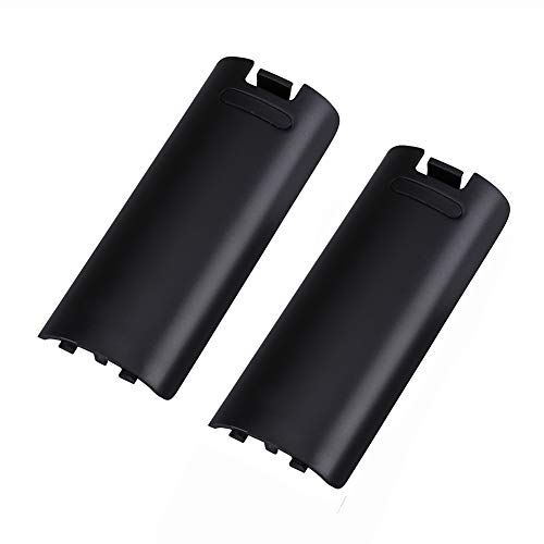 Trenro Wii Remote Controller Battery Cover, 2 Pack Back Cover Replacement for Nintendo Wii/Wii U Remote -Black - color: Black